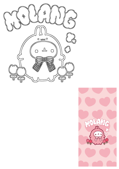 Cute pink Molang bunny with hearts background. Adorable cartoon character. Perfect for wallpaper or social media post. 