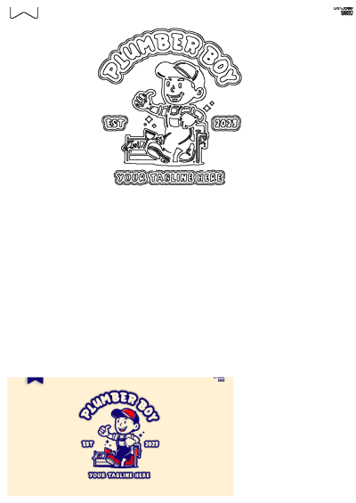 Blue and red plumber boy logo featuring a man illustration. A creative design perfect for plumbing services, combining a playful image with brand appeal.