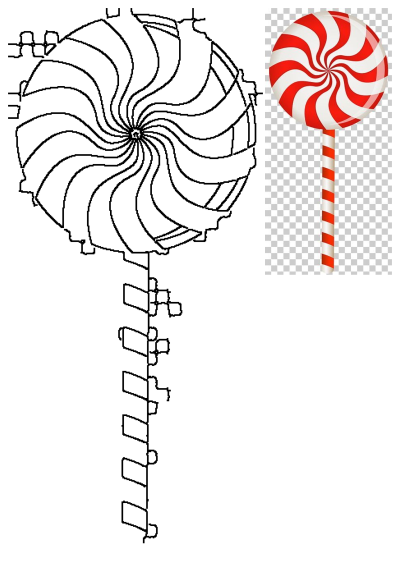 Red and white spiral lollipop candy on a stick. Free png clipart image of a delicious sweet treat.