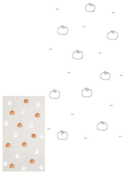 Halloween pattern featuring cute ghosts and pumpkins on a beige background. Festive autumn design.