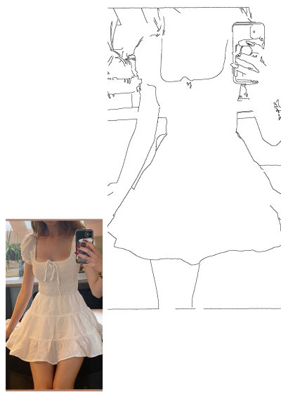 A woman takes a selfie in a cute white tiered summer dress with a tie neckline. Perfect for warm weather fashion!