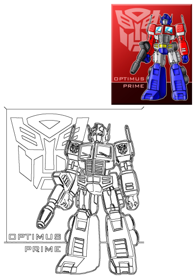 Cartoon illustration of Optimus Prime, a transformer character. The alt text describes it as a cartoon in the style of Optimus Prime.