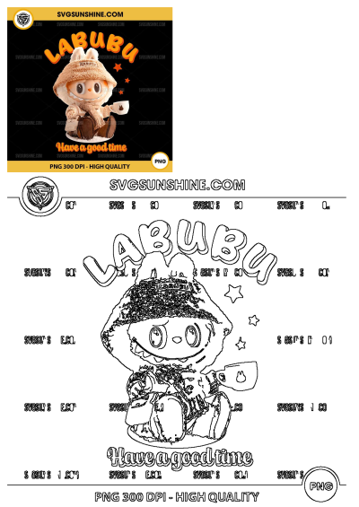 Cute Labubu Have A Good Time PNG. This funny Labubu PNG image features a charming Labubu character ready to enjoy a good time! 