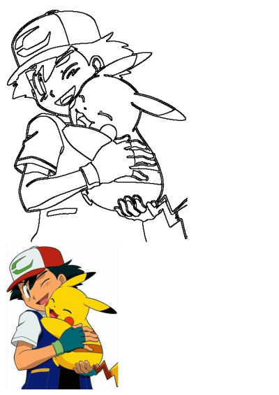 Ash Ketchum affectionately hugs Pikachu, his electric-type Pokemon friend. A heartwarming scene celebrating their strong bond.