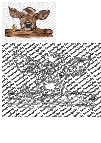 Watercolor cow image, featuring a cute heifer with a flower, ideal as farm animal clipart or sublimation design. Hand-drawn for farmer projects.