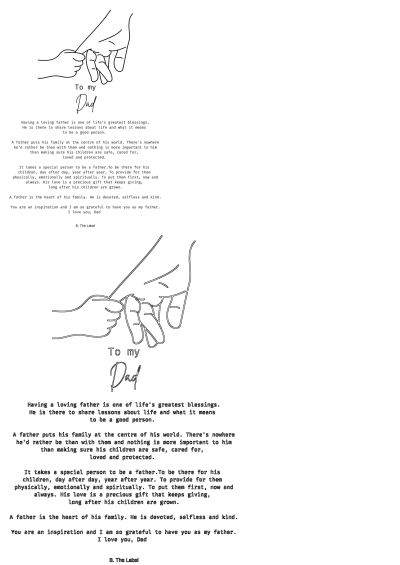 two hands holding each other with the words to my dad