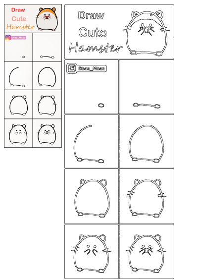 Learn how to draw a cute hamster with this easy step-by-step drawing tutorial, alt: the drawing instructions for how to draw cute hamster.