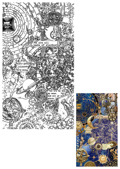 We’re all stars with people names ✨ Collage of astronomy art, space elements, quotes, clocks and gears in heaven aesthetic.