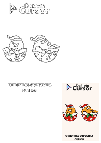 Christmas Gudetama custom cursor. This adorable custom cursor features Gudetama wearing a Santa hat, nestled in a festive Christmas ornament.