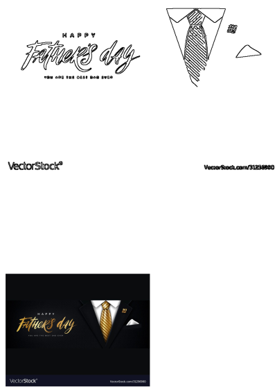 Happy Father's Day banner with a gold tie and suit on black background. Features a sharp suit and gold tie for Father's Day celebrations.