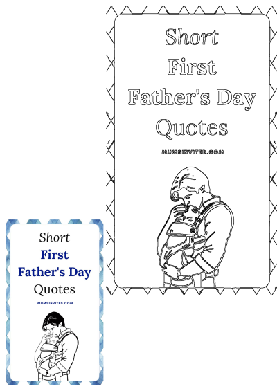 Short First Father's Day Quotes image: A tender illustration of a dad holding his baby, perfect for celebrating his first Father's Day.