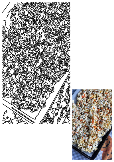 Festive Halloween popcorn coated in white chocolate, adorned with colorful sprinkles and edible candy eyes. A spooky and sweet treat for Halloween parties.