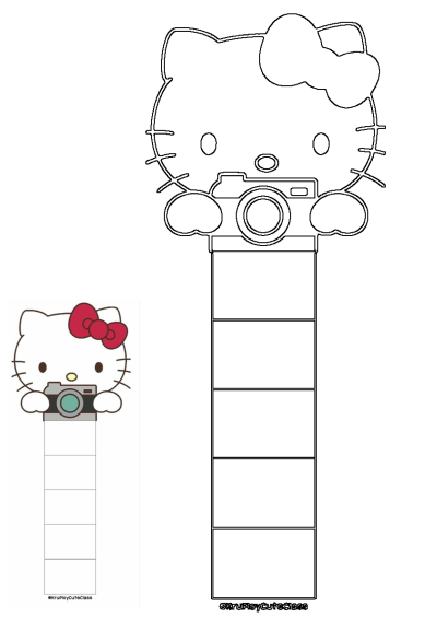 Image shows a Hello Kitty holding a camera on its back, as described in the alt text. Cute cartoon character design.