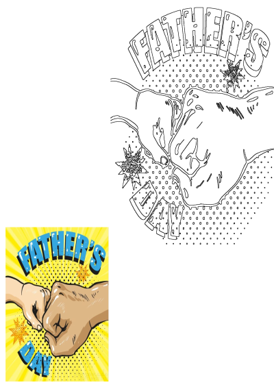 Father's Day greeting card features two hands fist bumping in a vibrant pop art style. Express love with this heartfelt image for Father's Day.