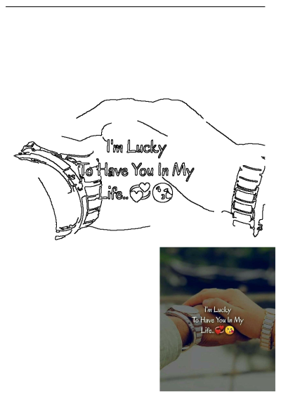 Romantic image of two hands together, with text expressing being 'Lucky to have you in my life'.  A sweet sentiment of love.