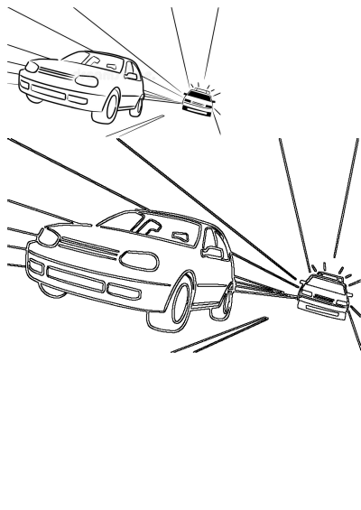 Car is driving through the tunnel with light coming from behind it in this royalty-free illustration. Car chase scene on a white background.