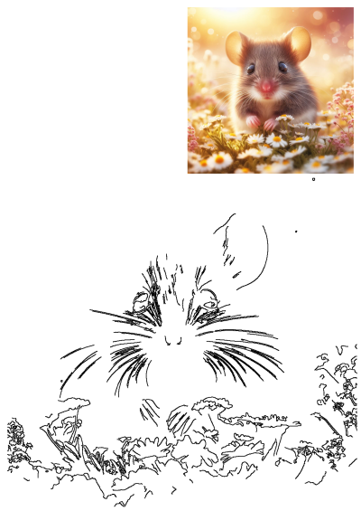 A charming image of a mouse sitting peacefully amidst a field of daisies, as described in the alt text. A cute and serene scene.