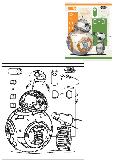 Star Wars poster featuring BB-8 and D-O droids. Image showcases the iconic characters from the Star Wars saga.