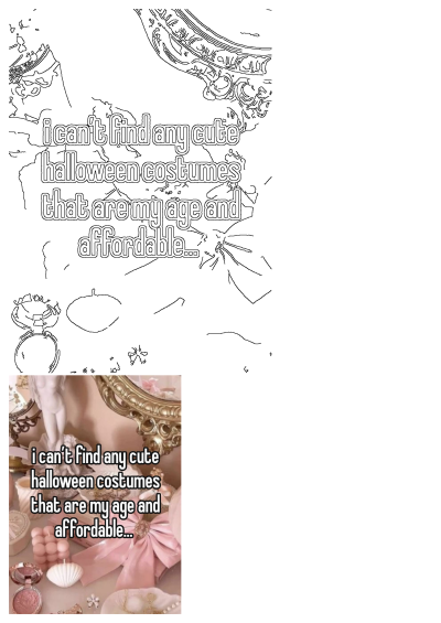 Image featuring a vanity with pink decor expressing the sentiment: "I can't find any cute halloween costumes that are my age and afordable"