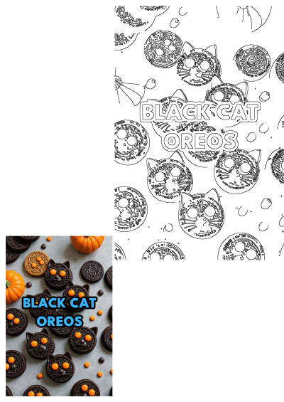 Black Cat Oreos, a creative halloween treat recipe featuring Oreo cookies decorated as black cats with orange candies for eyes and pumpkins.