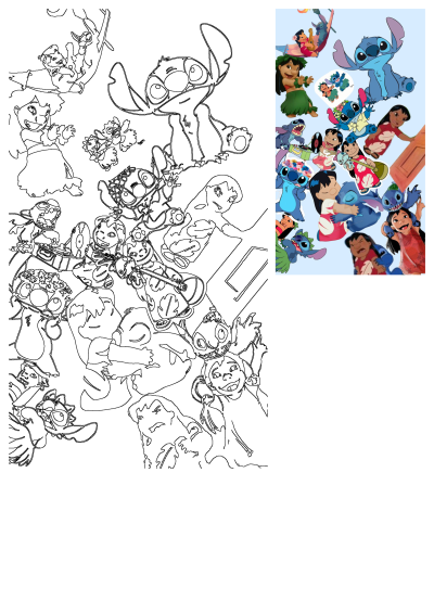 An image of cartoon characters, Lilo and Stitch, flying through the air, capturing the playful and adventurous spirit of the movie.