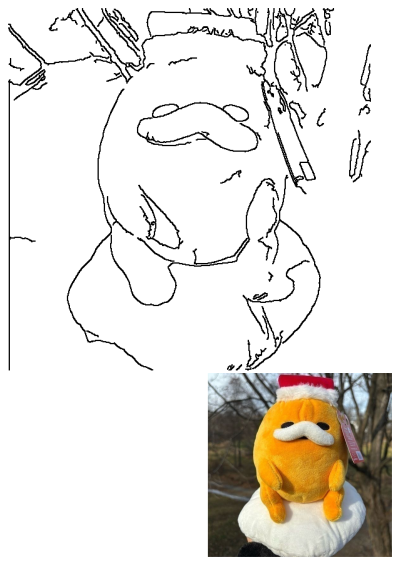 A yellow Gudetama stuffed toy with a mustache on it's head and a Santa hat, sitting on a white cloud. Christmas plushie toy.