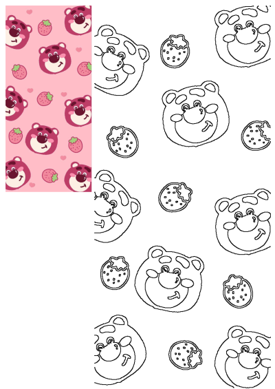 A pattern of cute Lotso bear faces and strawberries on a soft pink background, perfect for wallpaper or a playful design element.