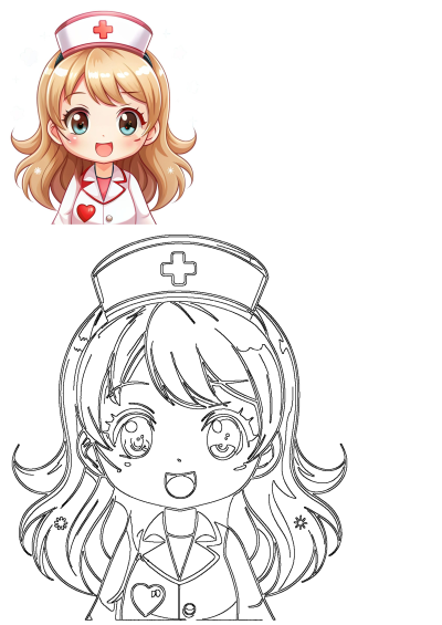 Cute Kawaii nurse character with charming smile, perfect for healthcare setting. A heartwarming and sweet gift for healthcare workers.