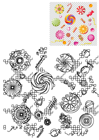 Various colorful candies, lollipops, and candy canes scattered on a transparent background, perfect for sweet treats and festive designs.