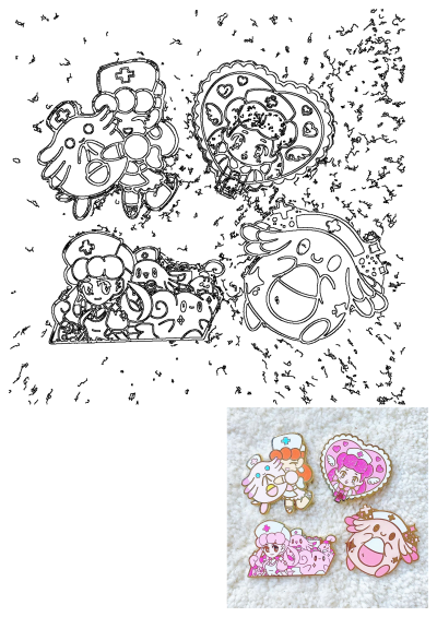 Odile Du Instagram post featuring cute Pokemon Nurse Joy pins and art. Healthcare worker appreciation with Nurse Joy themed items.