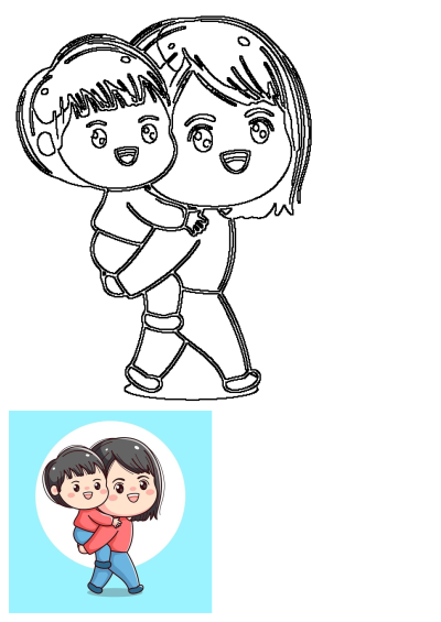 Cartoon of mom hugging child, based on "an image of two people hugging each other". Shows a cute illustration of parental love and affection.