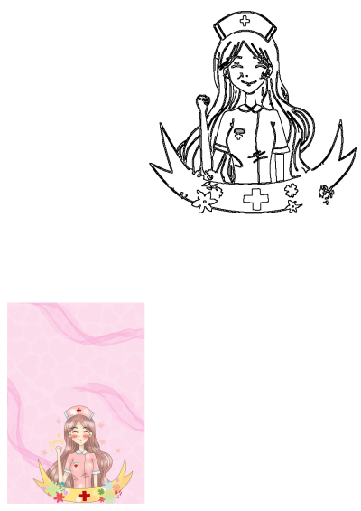 Illustration of a cute cartoon nurse on a pink background, symbolizing health care and fighting spirit. Ideal for health-related content.