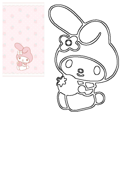 Pink wallpaper with bunny holding a strawberry, not cupcake, in hand. Cute bunny illustration with a strawberry background.