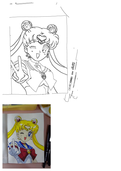 Sailor Moon drawing in an open book. The art features Sailor Moon winking and making a peace sign, a charming fan art in a sketchbook.