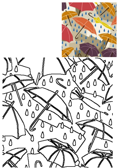 Colorful umbrellas with numbers and raindrop pattern design. This umbrella pattern is very similar to each other.