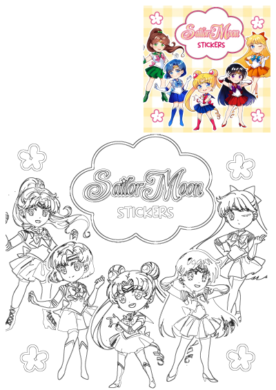 Cute Sailor Moon stickers featuring all the sailor scouts in different colors, these anime stickers are perfect for any fan. The sailor moon stickers are all different colors