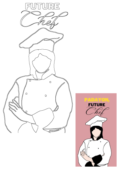 Illustration of a future chef in uniform with the text 'Padayon, Future Chef'. Aspirational image for culinary students and career goals.