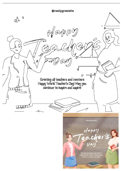 Happy Teacher's Day illustration with teachers, math equations on blackboard. Celebrate educators & mentors on World Teacher's Day.