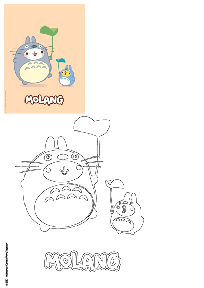 Cartoon style image featuring two cartoon characters, the text 'molang' is on the bottom of the image.