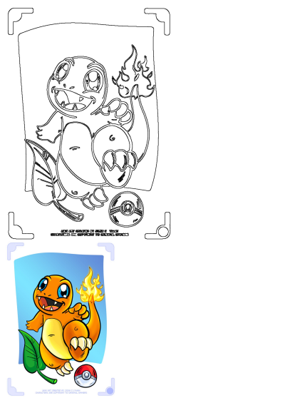Cartoon image of Charmander holding a pokemon ball with fire, referencing the alt description of a character with fire coming out.