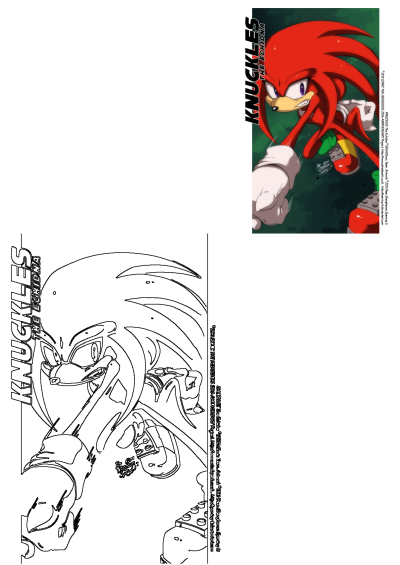 Cartoon image of Knuckles the Echidna, a red cartoon hedgehog with green eyes. He's holding out his arm in an action pose, ready to fight.