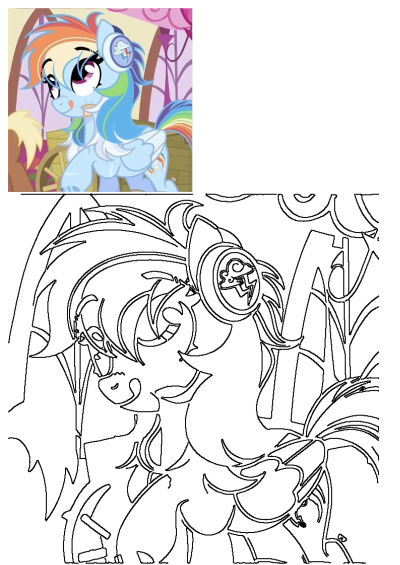 Rainbow Dash from My Little Pony looks on with wide eyes and open mouth, standing before trees in a moment of wonder. Captured in detail.