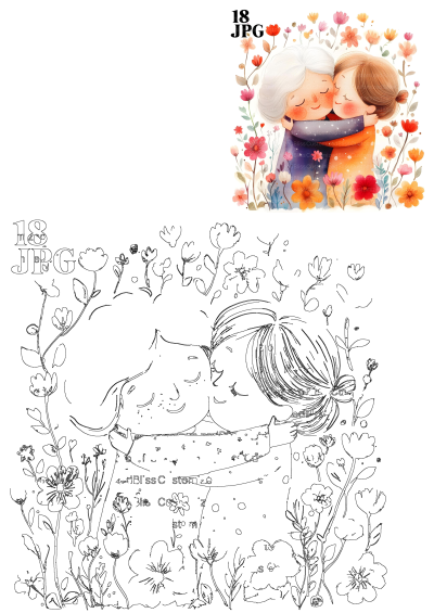 Mother and daughter watercolor clipart for Mother's Day. High-quality JPG for crafts, cards, prints, or junk journals. Digital download, perfect for celebrating mom.