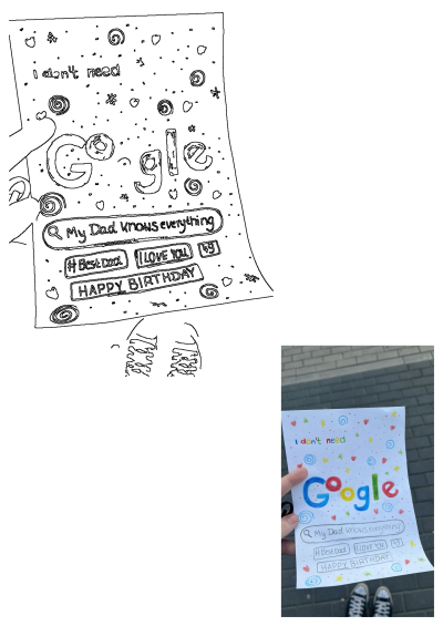Handmade birthday card for Dad with the message 'I don't need Google, My Dad knows everything', #BestDad, I Love You, 49. Happy Birthday! So sweet.