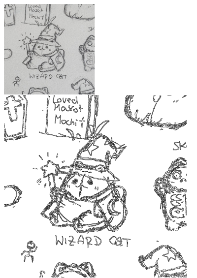 this is an image of a drawing of wizard cats and other things in the background