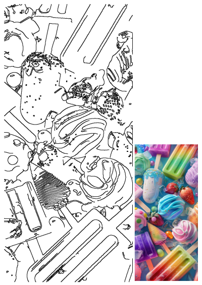 Colorful popsicles and strawberries on a blue surface with ice cream. A vibrant assortment of frozen treats and fresh fruit.