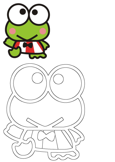 Paint by numbers frog. Children painting kit featuring Keroppi with big eyes. Easy kids figured art project. A fun and simple activity for children.