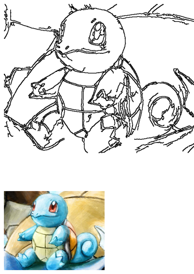Drawing of Squirtle, a blue turtle Pokemon, sitting comfortably on top of a soft-looking pillow. A cute and relaxed illustration.