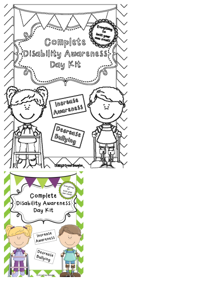Disability awareness day kit for special education, featuring resources for autism, Down syndrome, increasing awareness, and decreasing bullying.