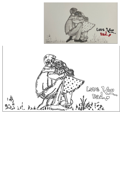 Drawing of a man hugging a woman with the words Love You Dad. A heartfelt gift, perfect for father's day, capturing a tender moment.